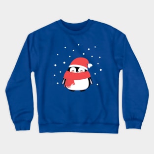 Christmas Penguin in red Santa hat and scarf. Crewneck Sweatshirt